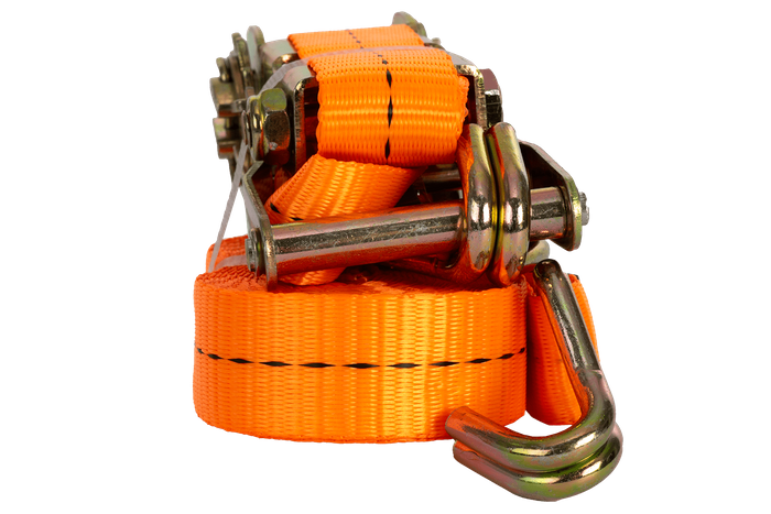 Sæt med fire UNITRAILER 6m/25mm/1t orange transportbånd med strammer
