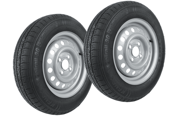 Sæt med to hjul til trailere UNITRAILER / TEMARED / BRANFORD / NEPTUN / BRENDERUP DÆK KENDA 145/80 R13 78N STARCO FÆLGE 4Jx13"H2 4x100 ET:30