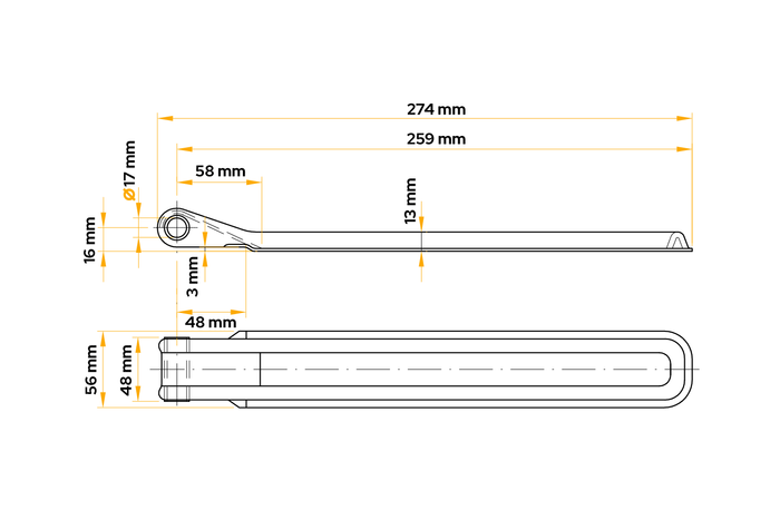 Sidehængsel med holder UNITRAILER BSCH 10-270+BSCHG 10-A komplet trailer sidemontering