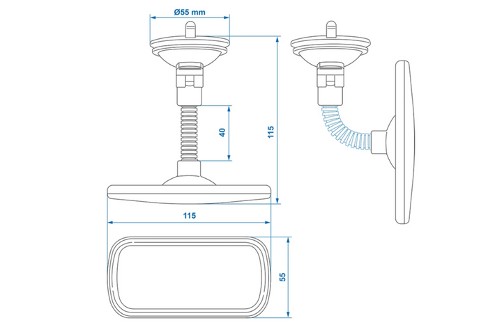 ProPlus 750641 panorama bakspejl med holder og sugekop 55x115mm
