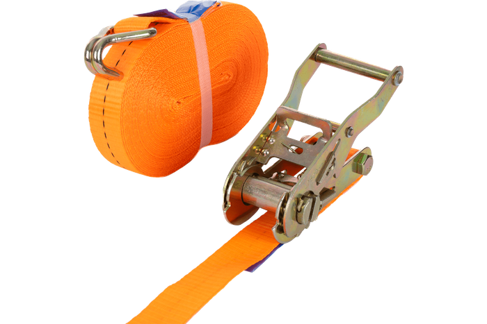 Sæt med fire UNITRAILER 12m/25mm/1t orange transportbånd med strammer