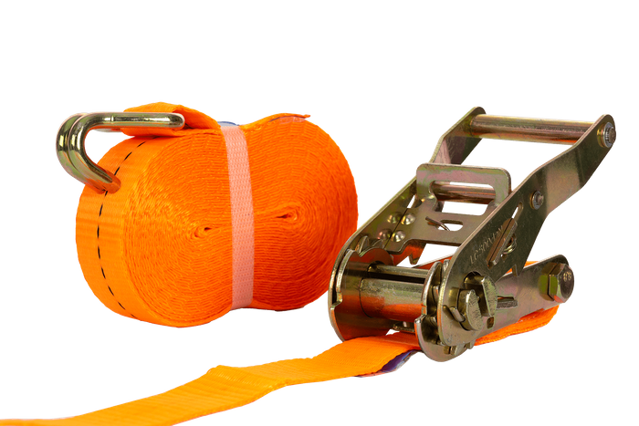 Sæt med fire UNITRAILER 8m/25mm/1t orange transportbånd med strammer