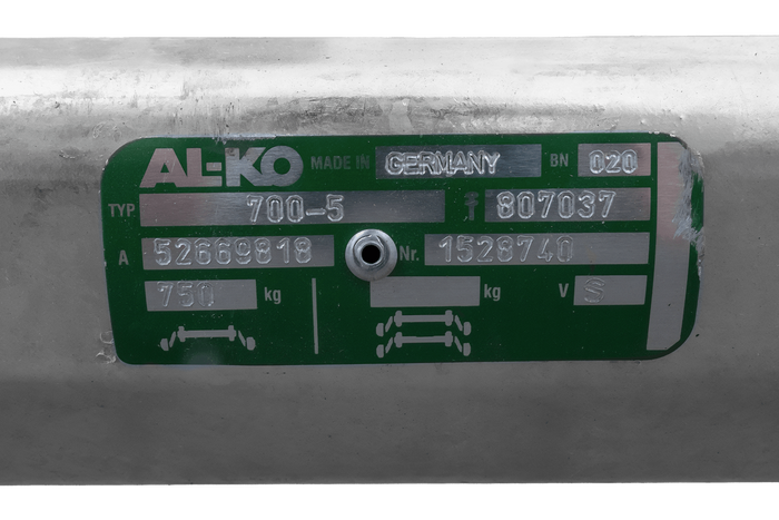 AL-KO OPTIMA ubremset aksel til anhænger 750 kg 1285 mm 1620 mm 4x100