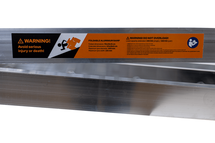 UNITRAILER ALR003 foldbar rampe aluminiumsrampe til trailer 221cm 340kg med rem og støtte