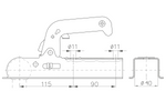 CHOOYO JD.00.53.008 kuglekobling til 800 kg trailer med 40 mm firkantet trækstang